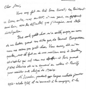 Lettre de Pierre Valentin Berthier, 12 février 2009